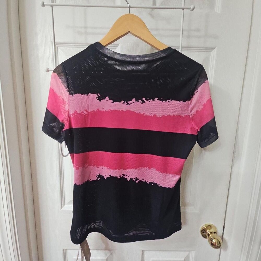 JNJA Anagram Motif Striped Mesh T-Shirt - Picture 8 of 8